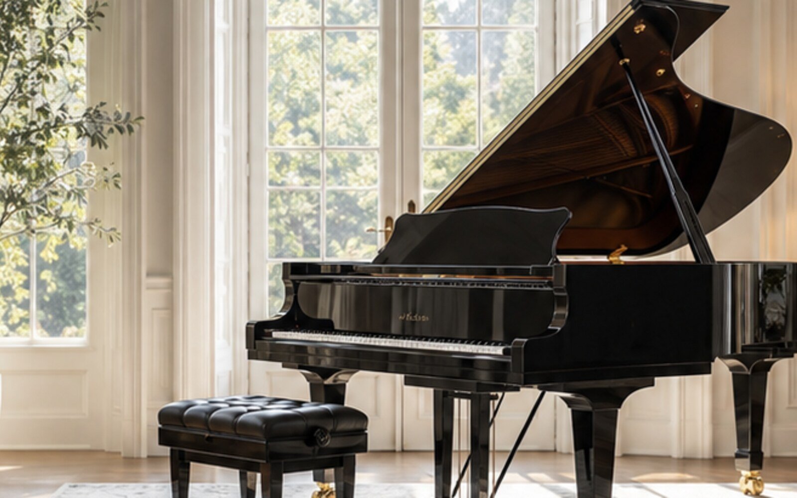 Bright contemporary piano room